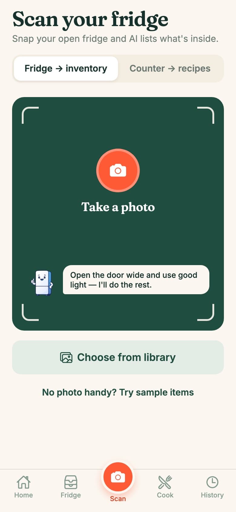 Scan your fridge viewfinder with Freo's tip